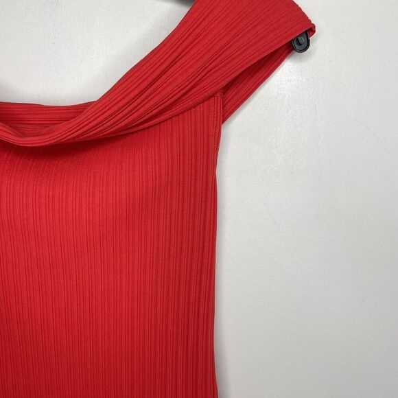 MADEWELL Ribbed Top Women Small Off The Shoulder NEW Red Stretch NR359 - Picture 4 of 11